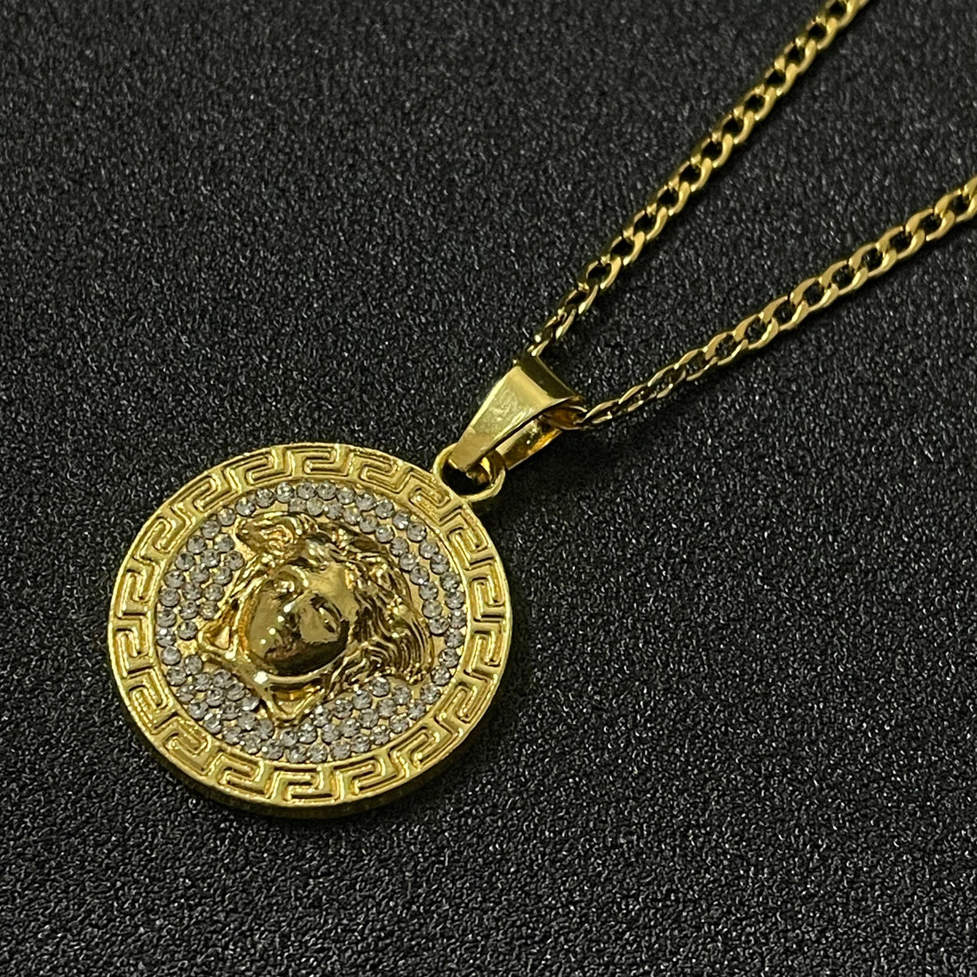 Golden Icedout Medusa Pendant Necklace