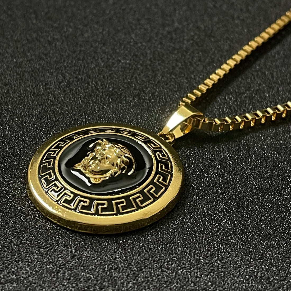 Black Coin Medusa Pendant Necklace