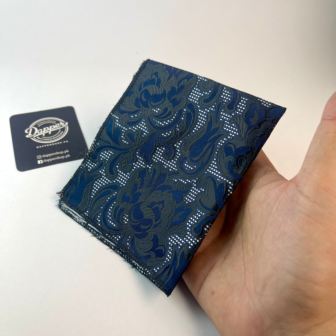 Midnight Bloom Blue Pocket Square For Men