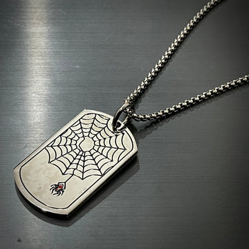 Spider Man Web Dogtag Pendant Necklace