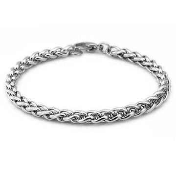 6mm Wheat Braided Stainless Steel Bracelet