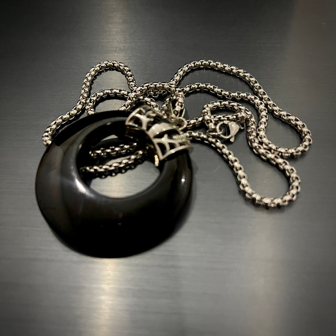 Black Moon Pendant Necklace For Men Women