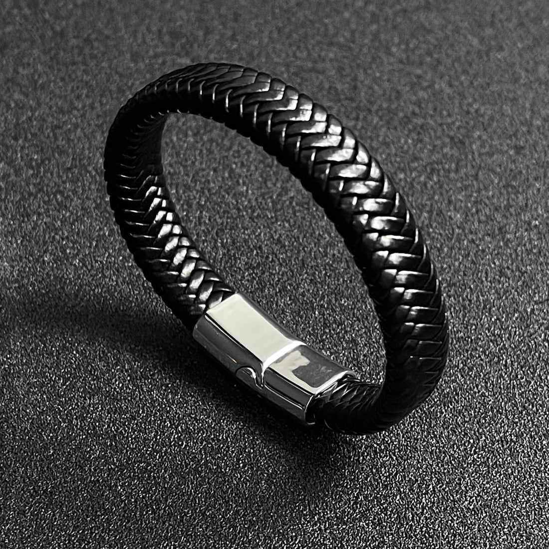 EasyCuff Black Leather Bracelet For Men