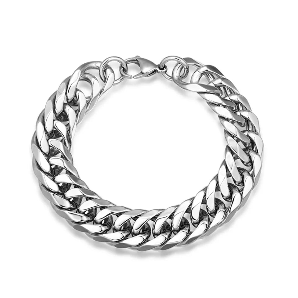 15mm Silver Stainless Steel Heavy Chain Bracelet For Men