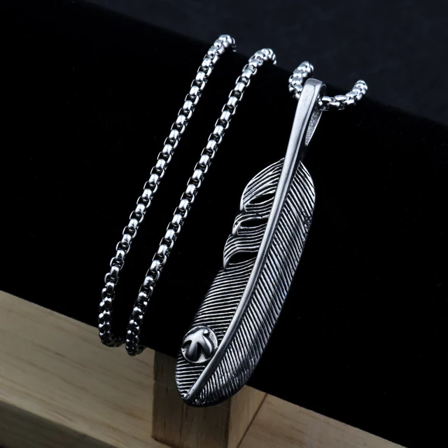 Antique Silver Leaf Pendant For Men