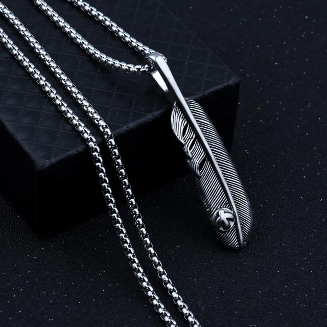 Antique Silver Leaf Pendant For Men