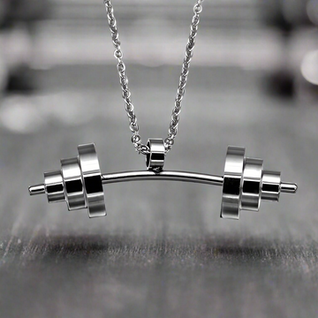 Fitness Dumbbell Silver Pendant Necklace For Men