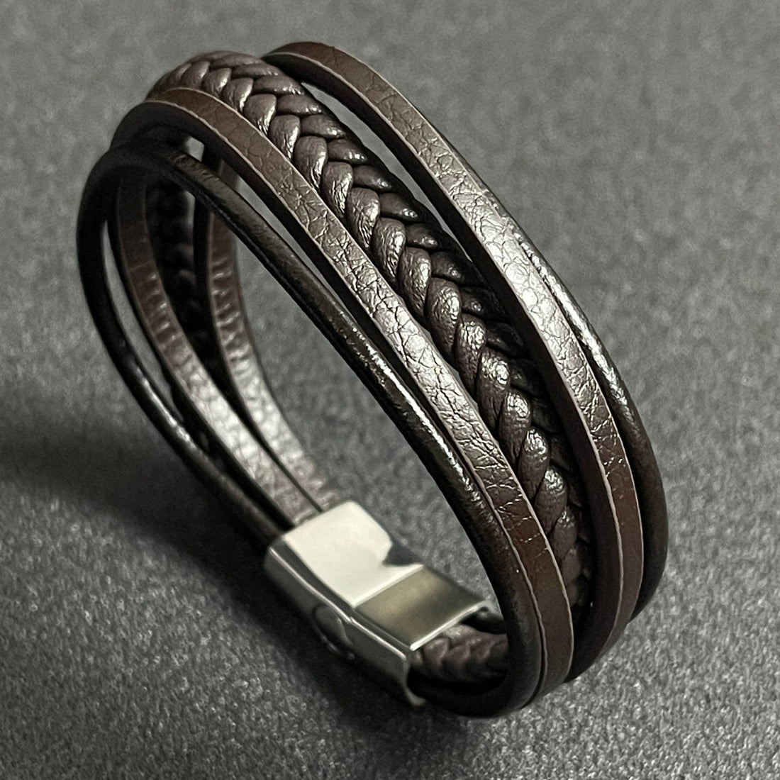 Rabel Wrap Brown Leather Bracelet For Men