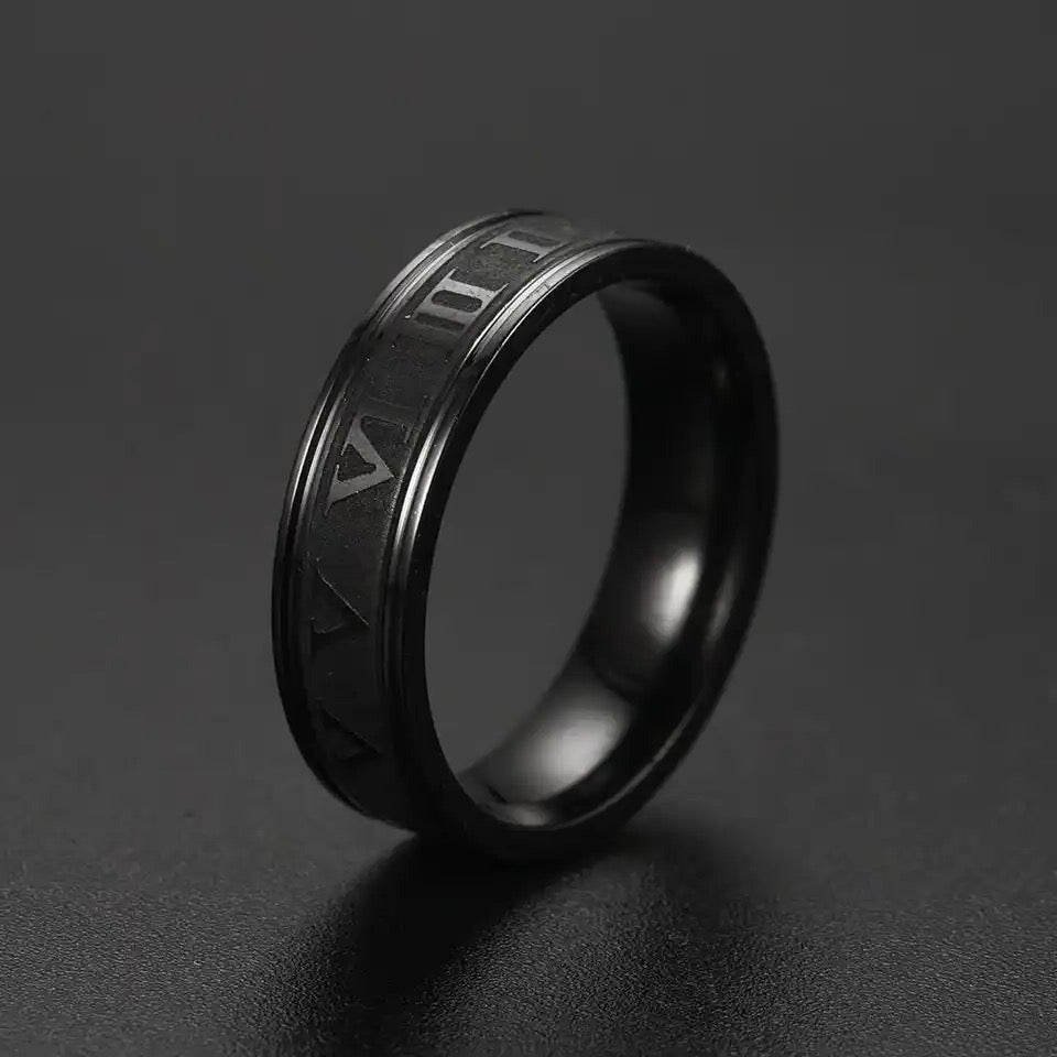 Black Titanium Roman Ring