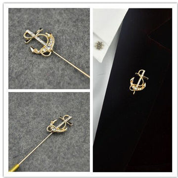 Anchor Golden Lapel Pin For Men