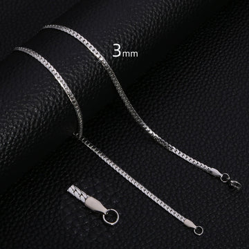 3mm Silver Miami Link Neck Chain For Men