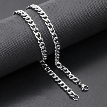 9mm Silver Figaro Link Neck Chain For Men