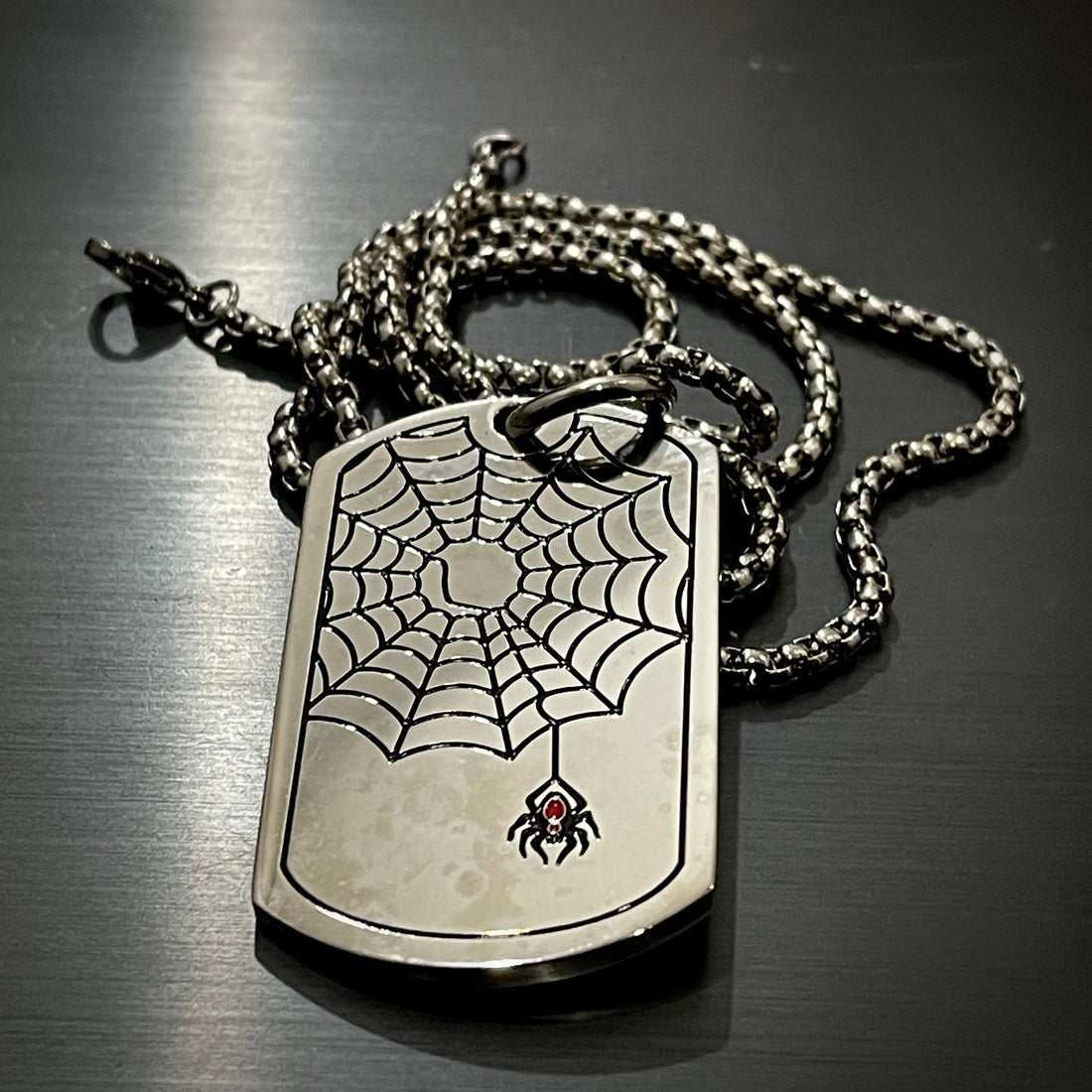 Spider Man Web Dogtag Pendant Necklace