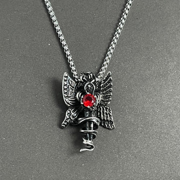 Antique Silver Angel Wings Pendant Necklace