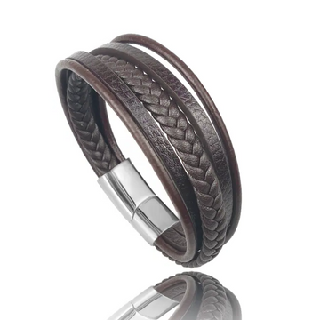 Rabel Wrap Brown Leather Bracelet For Men