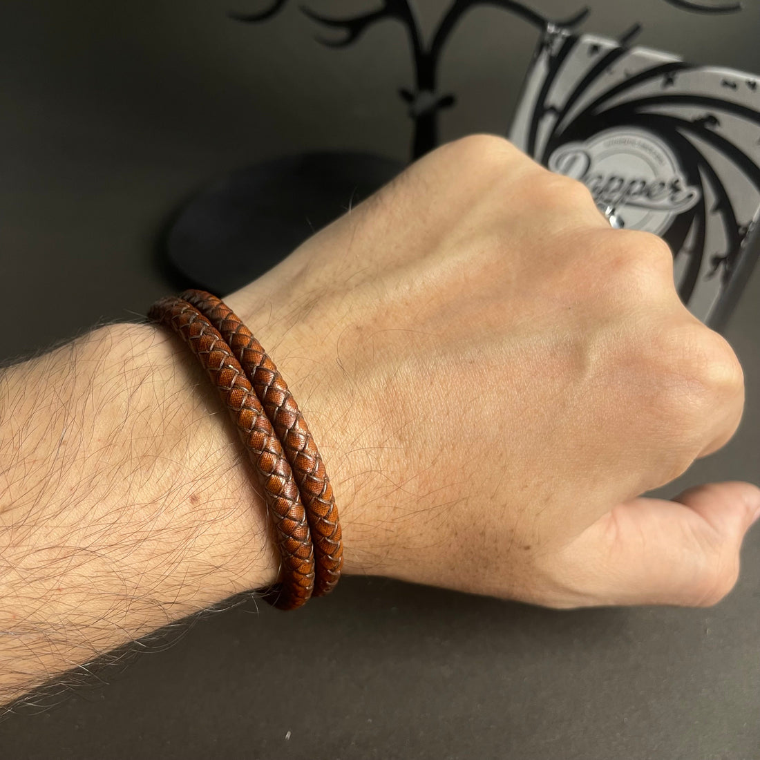 Cross Cord Vintage Brown Leather Bracelet For Men