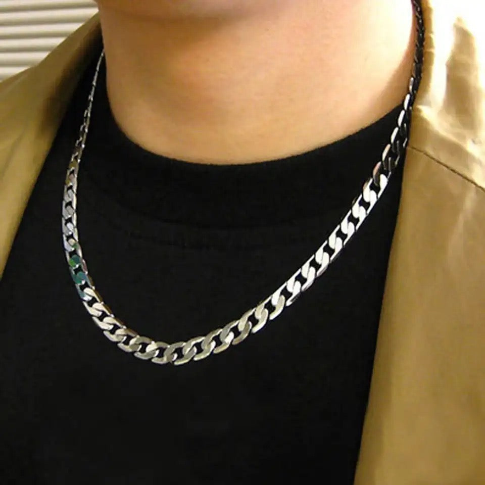 10mm Short Silver Miami Link Neck Chain