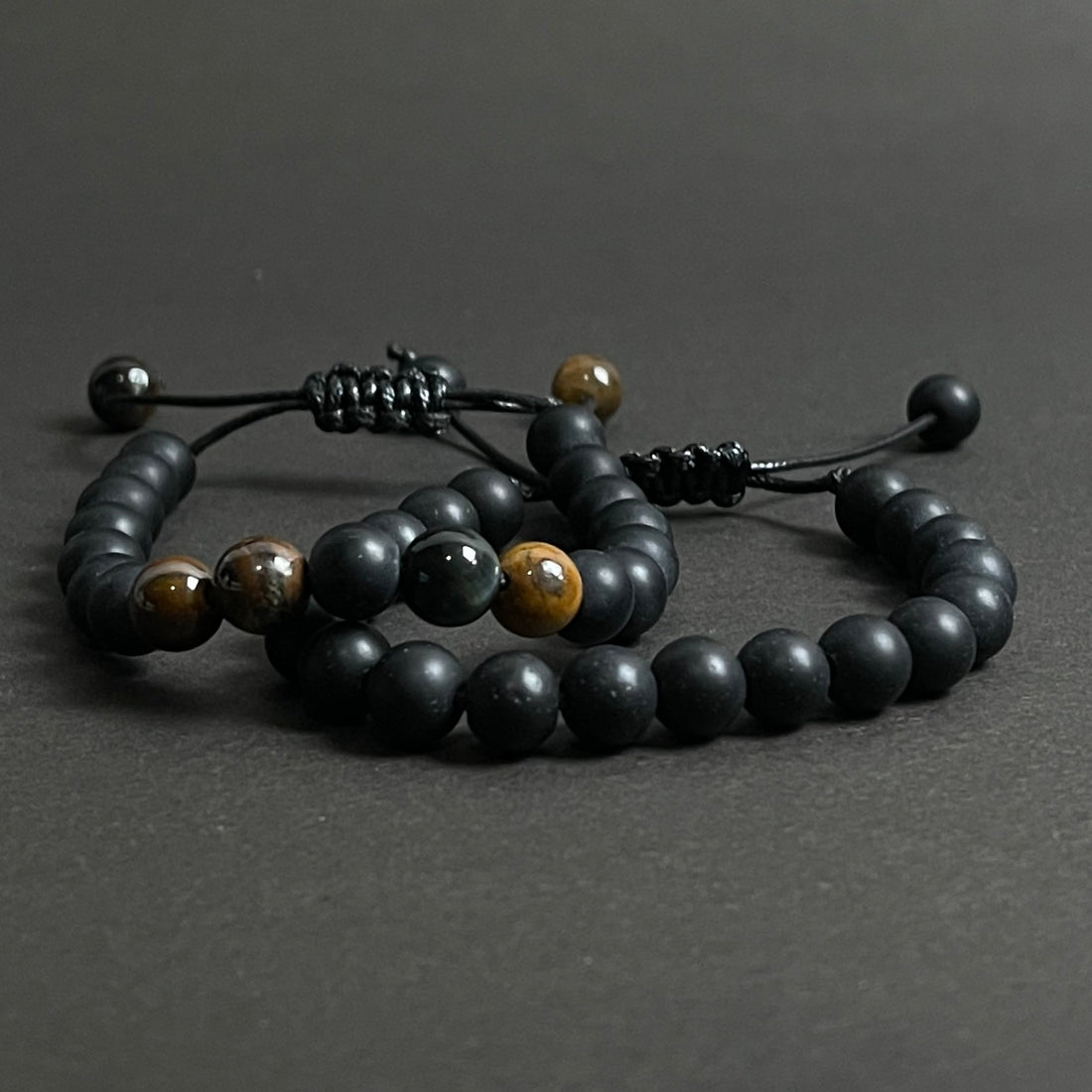 Black Agate & Tiger Eye Energy Stone Rope Bracelets