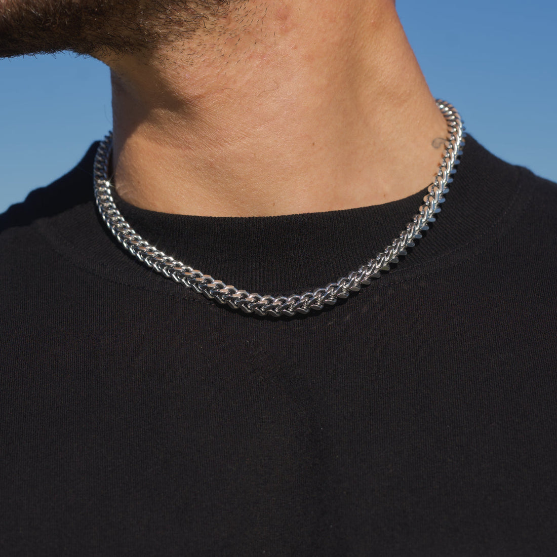 6mm Silver Square Franco Foxtail Neck Chain- 18 inches