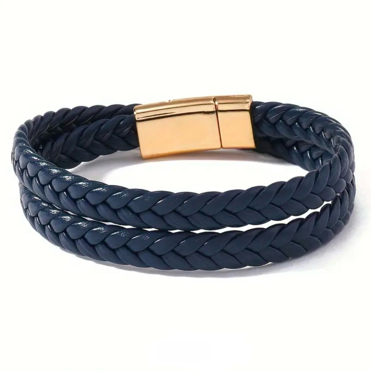 Twin Forge Blue Leather Bracelet For Men