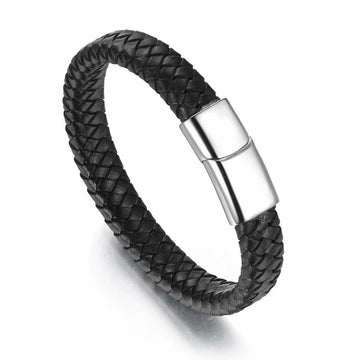 EasyCuff Black Leather Bracelet For Men