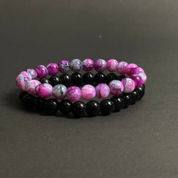 Purple Agate & Black Distance Bracelet