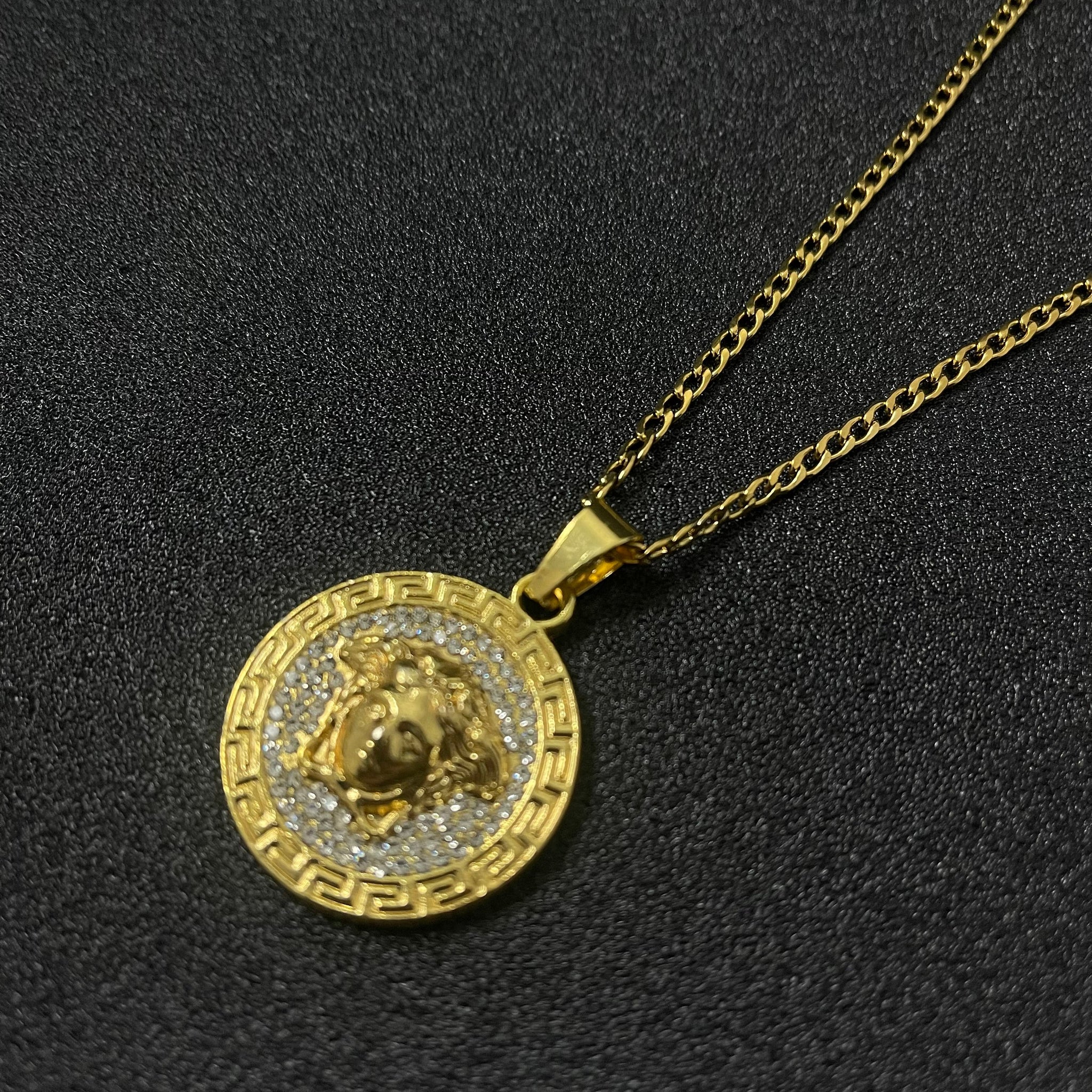 Golden Icedout Medusa Pendant Necklace