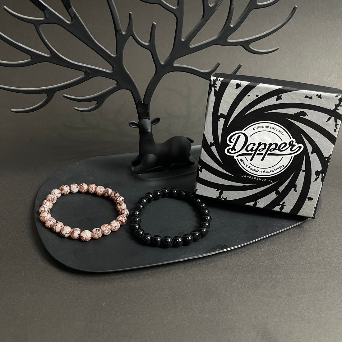 Brown Agate & Black Distance Bracelet