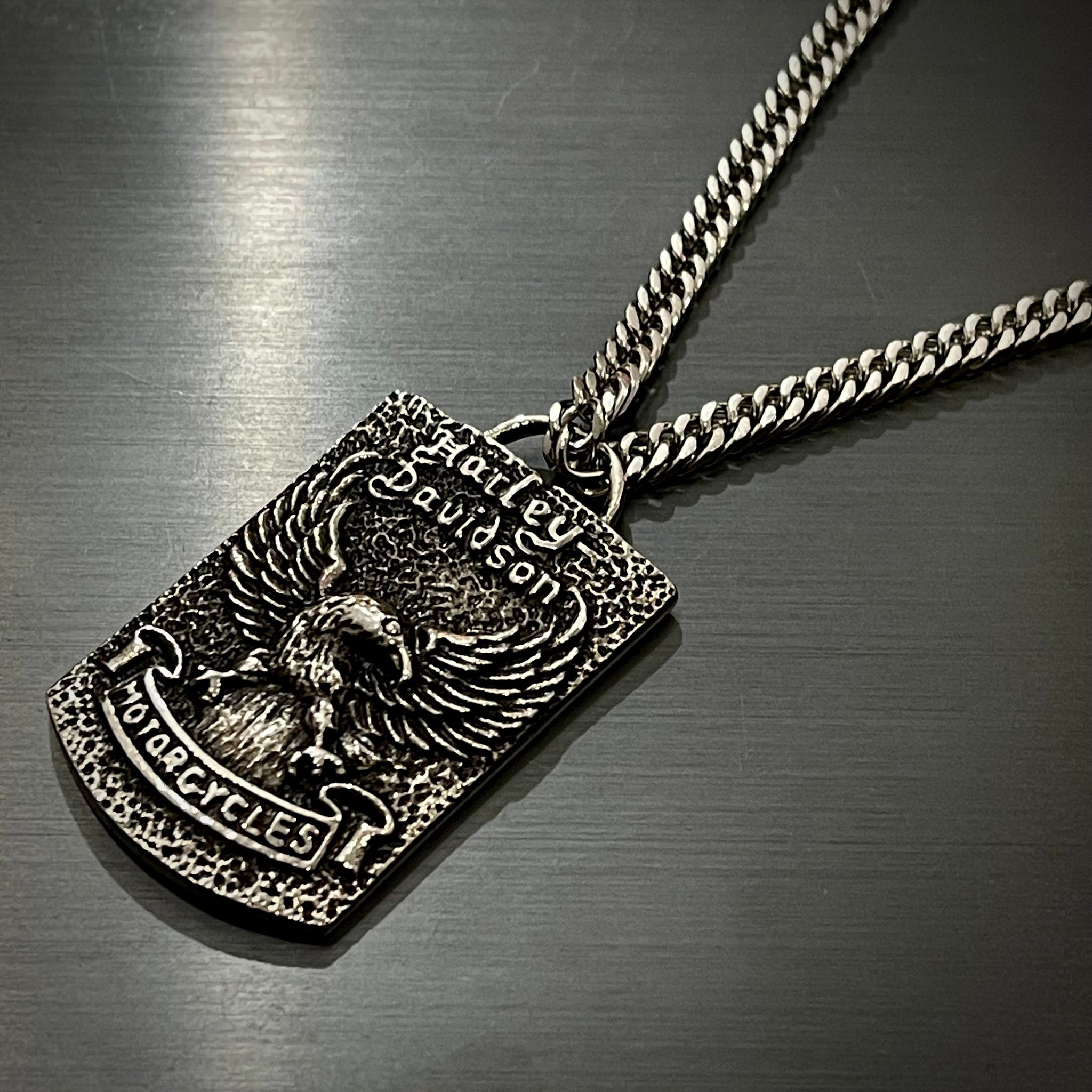 Harley Davidson Engraved Dogtag Pendant Necklace