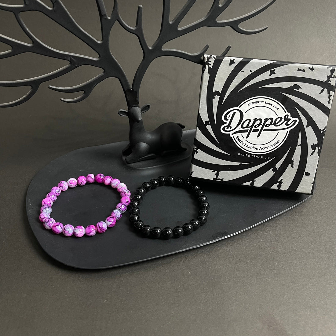 Purple Agate & Black Distance Bracelet