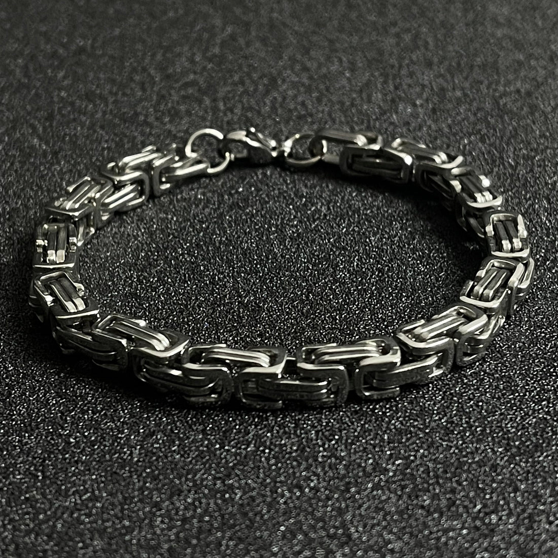 6mm Silver Stainless Steel Byzantine Link Chain Bracelet For Men