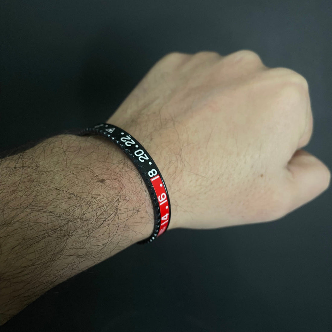 RLX Dial Stainless Steel Black & Red Bangel Kara Bracelet For Men