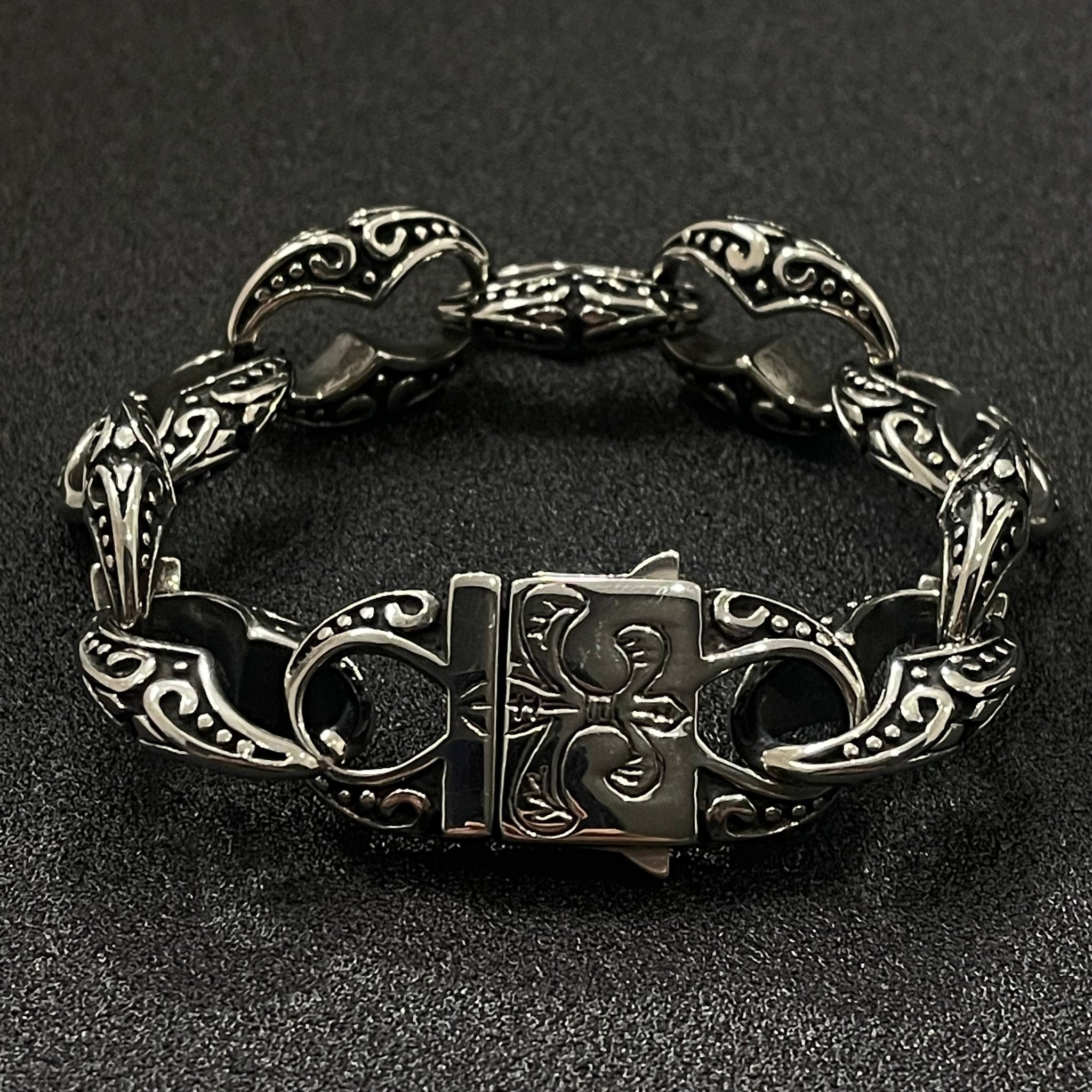 Antique Silver Viking Link Chain Bracelet For Men