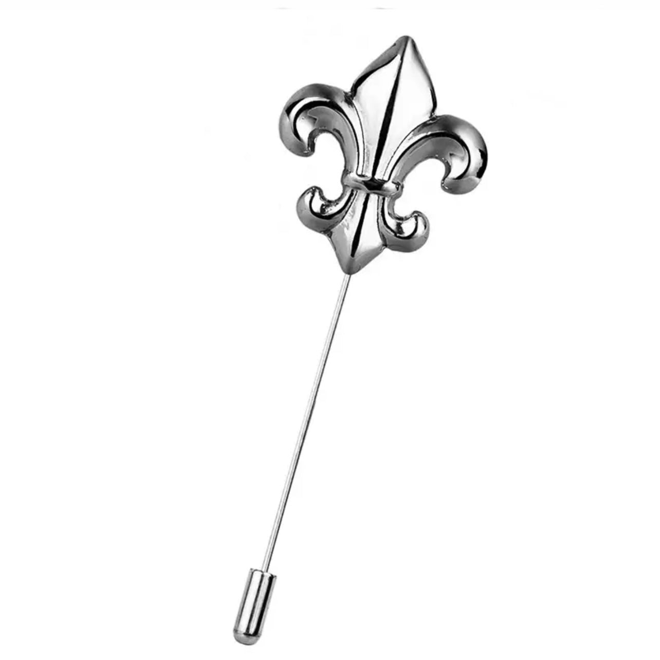 Fleur-De-Lis Silver Lapel Pin For Men