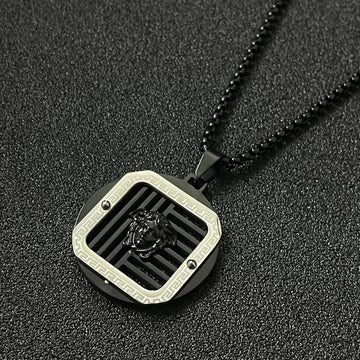 Stone-Cold Medusa Black Amulet Pendant Necklace For Men Women