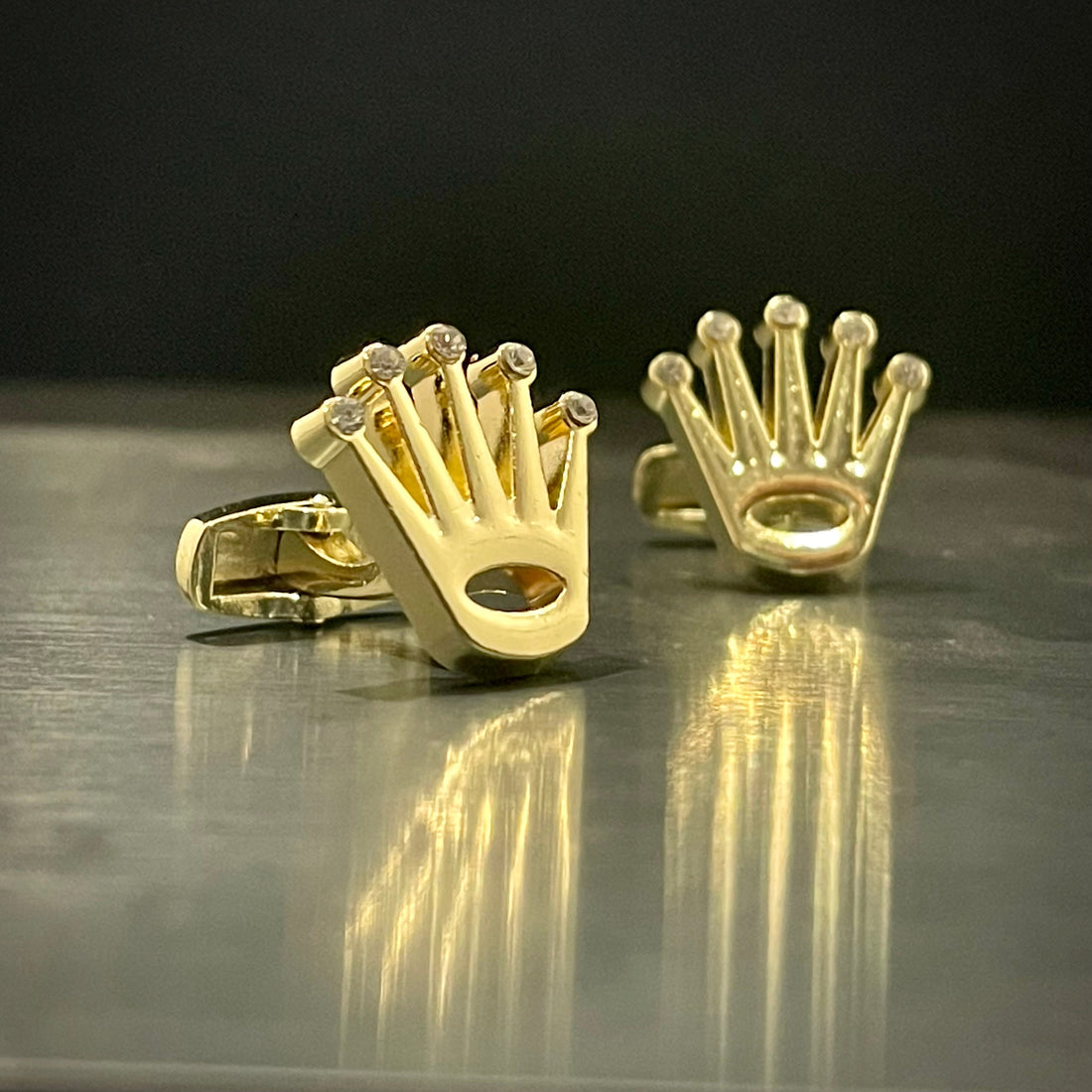 Golden Rolex Crown Cufflinks For Men