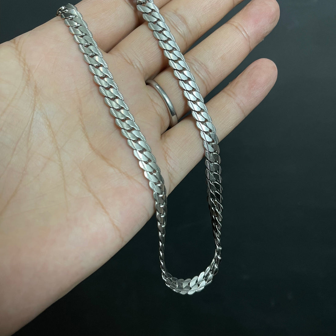 8mm Silver Miami Link Neck Chain For Men