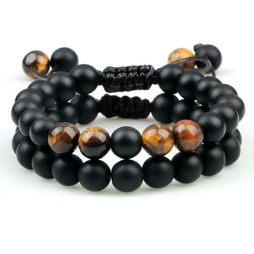 Black Agate & Tiger Eye Energy Stone Rope Bracelets