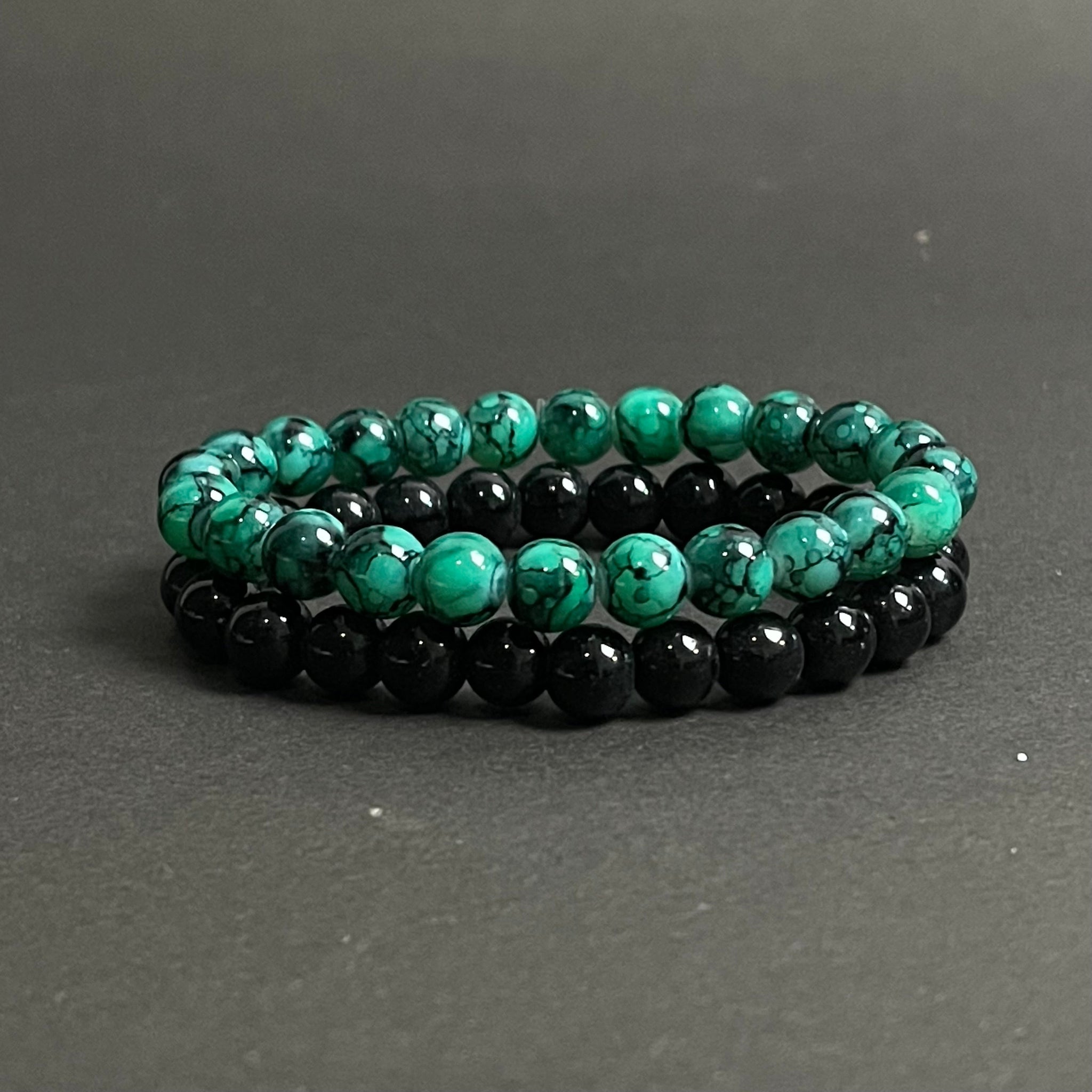 Green Agate & Black Distance Bracelet