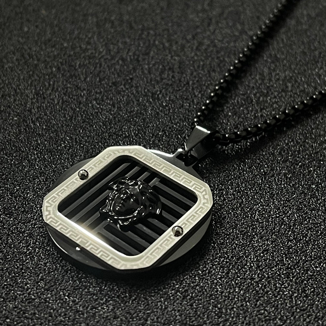 Stone-Cold Medusa Black Amulet Pendant Necklace For Men Women