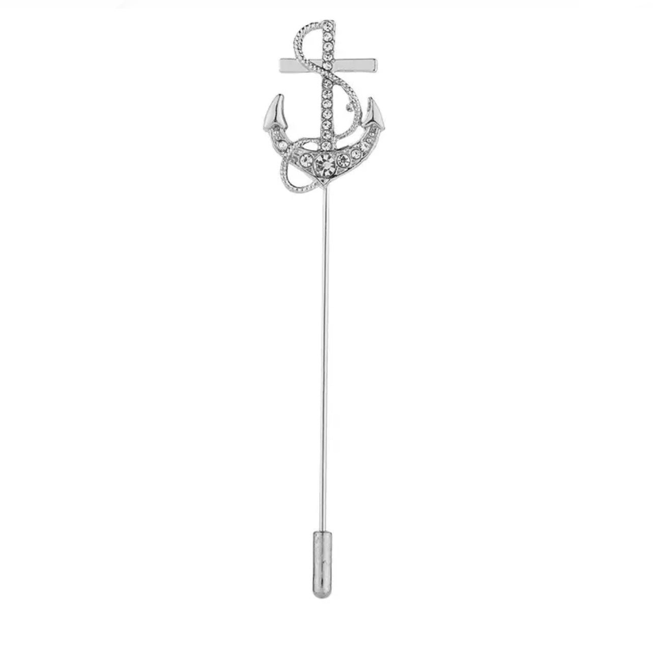 Anchor Silver Lapel Pin For Men