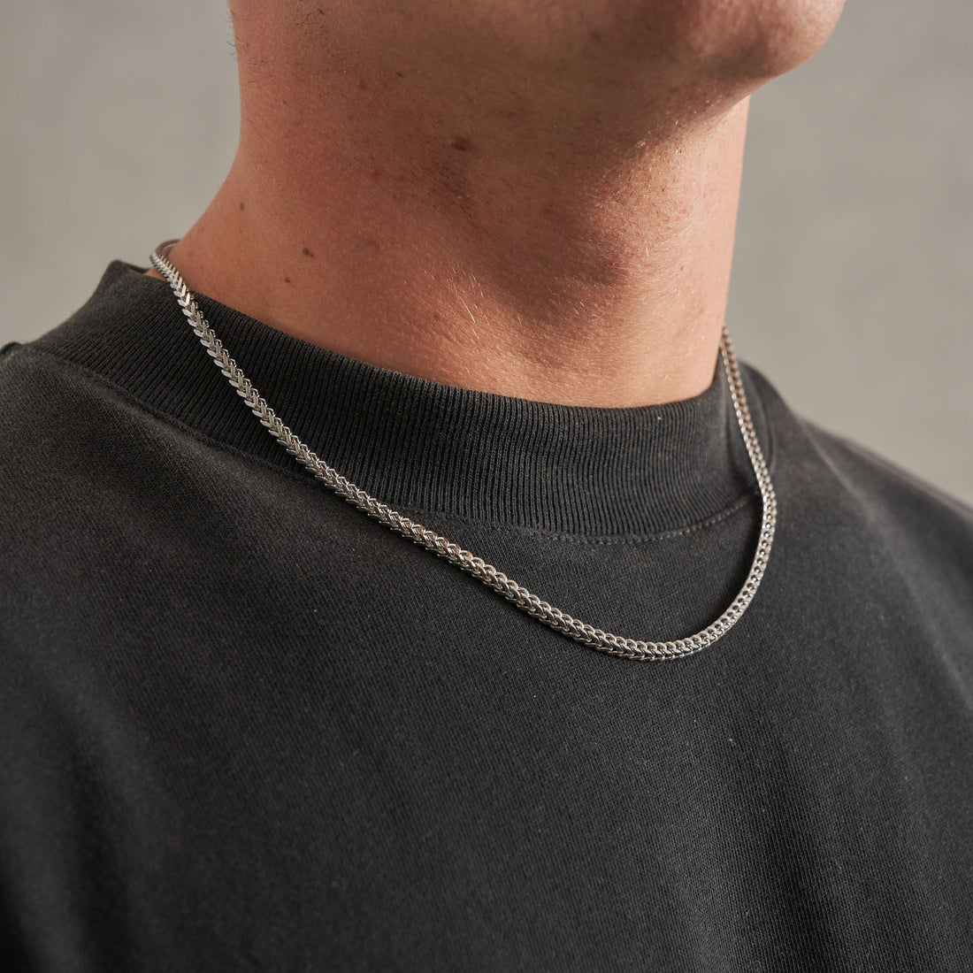 2mm Silver Square Franco Neck Chain For Men