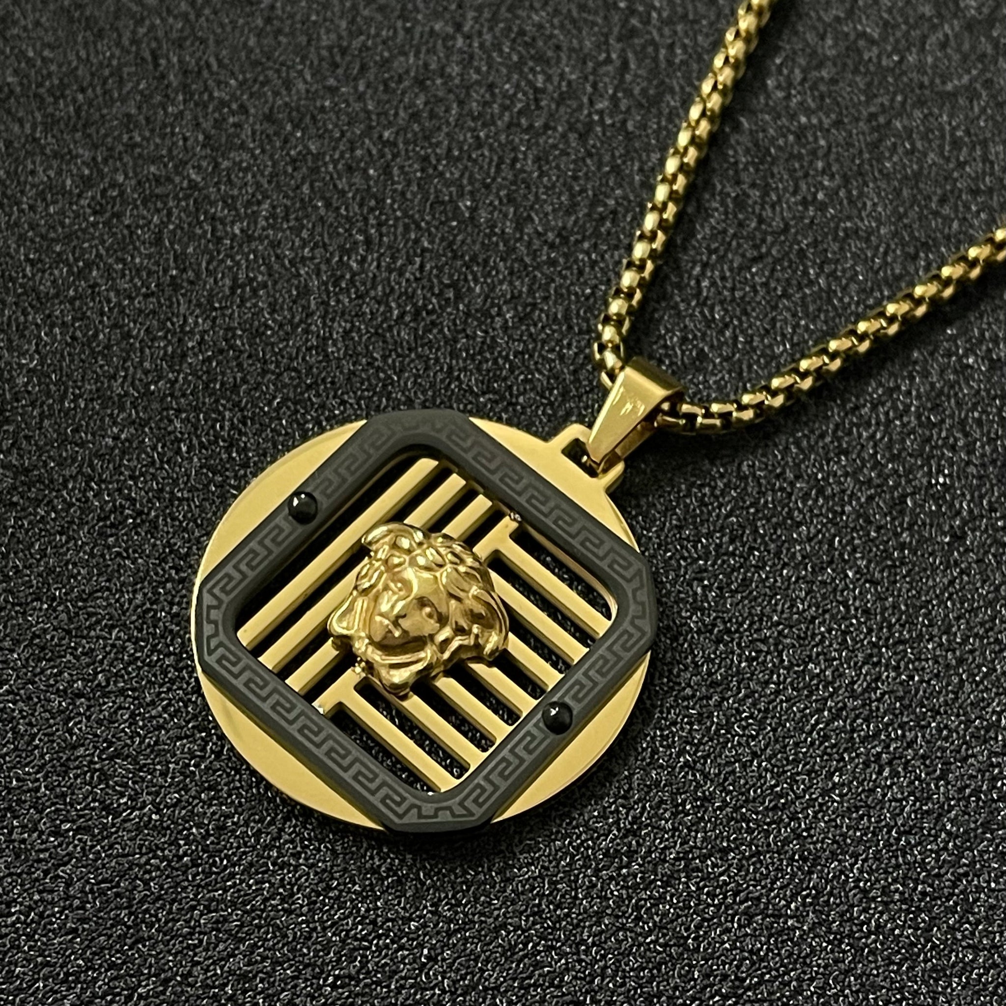 Stone-Cold Medusa Golden Amulet Pendant Necklace For Men Women