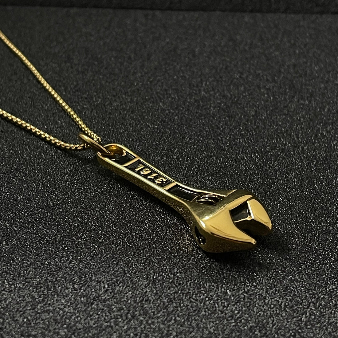 Golden Wrench Pendant Necklace for Men Women