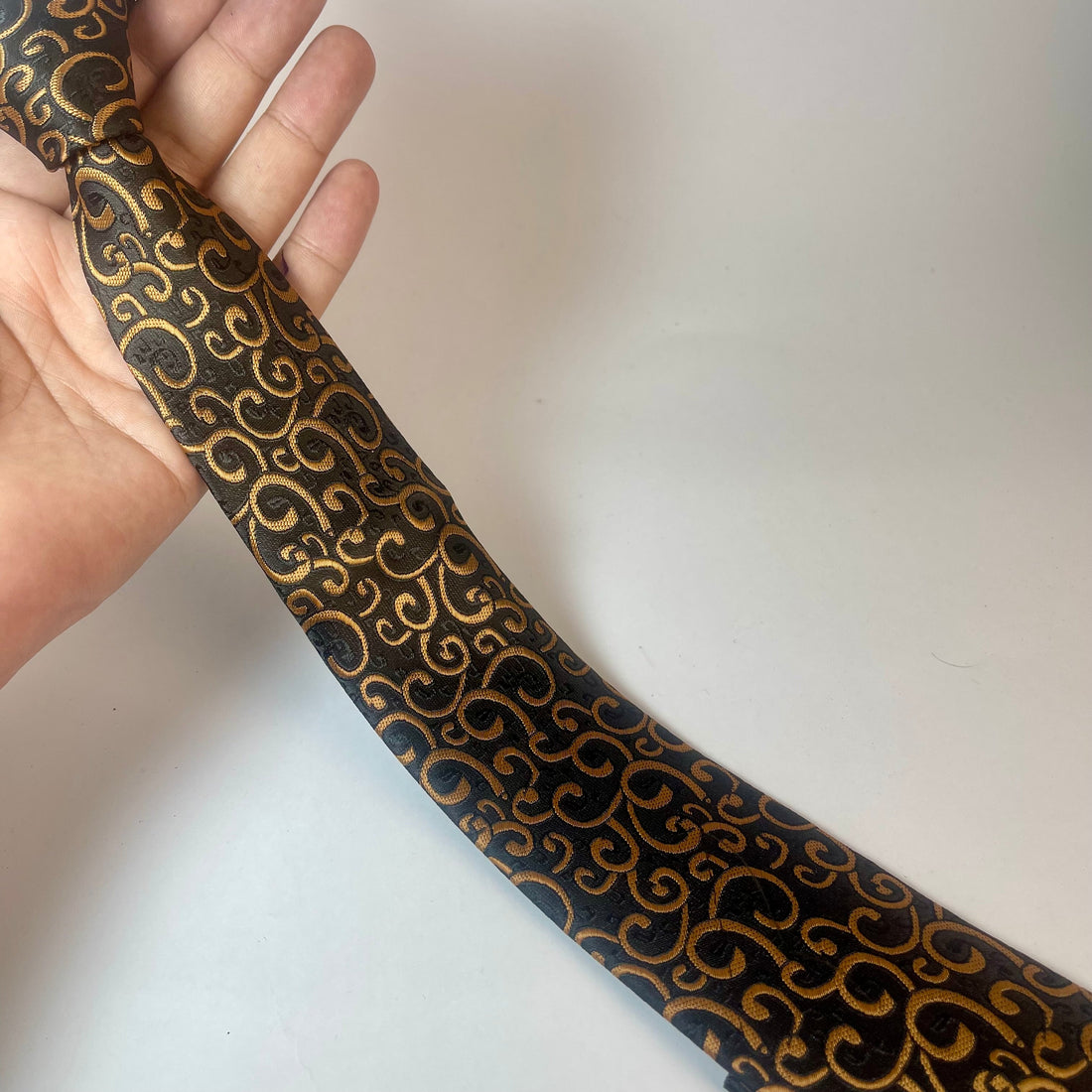 Golden Paisley Black Neck Tie For Men