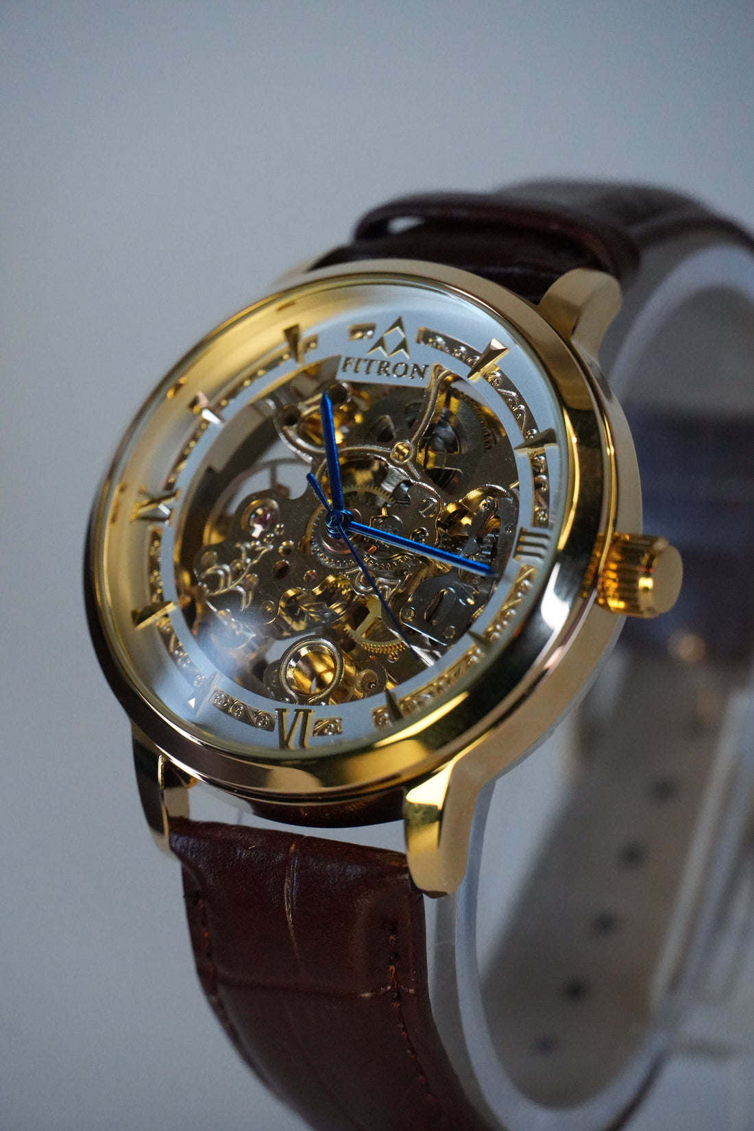 Fitron Skeleton Brown Strap Watch