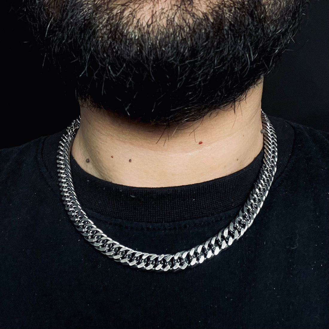 10mm Short Silver Cuban Neck Chain