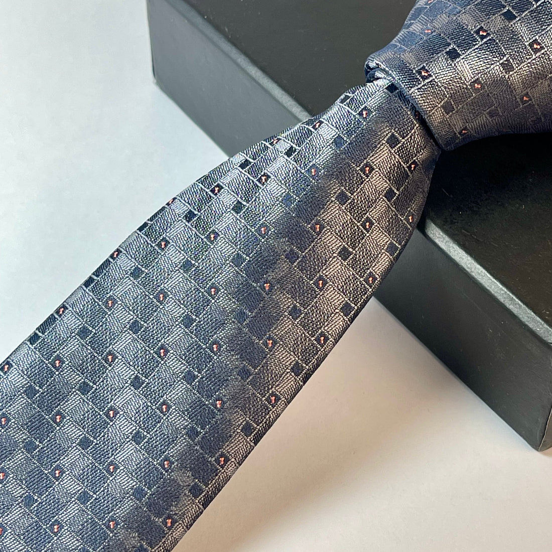 Coal Grid Grey Neck Tie For Men