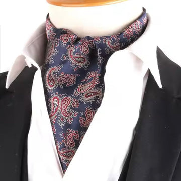 Men's Ascot Blue & Red Paisley Jacquard Woven Cravat Tie