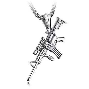 Fashion Silver M4 Rifle Pendant Necklace For Men